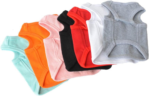 Lovelonglong 2019 Summer Pet Clothing, Dog Clothes Blank T-Shirts Ribbed Tanks Top Thread Vests for Large Medium Small Dogs 100% Cotton Gray XS...