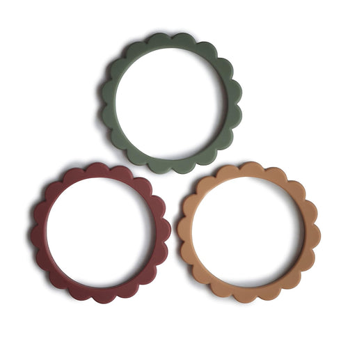 mushie Flower Teether Bracelet | 3-Pack (Dried Thyme/Berry/Natural)...