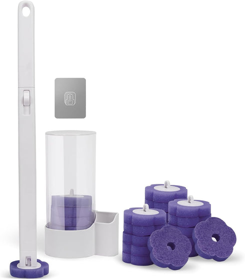 DuringCo Disposable Toilet Brush, Toilet Bowl Cleaner Disposable Toilet Cleaning System- Toilet Bowl Cleaner Brush Set with Storage Caddy and 18 T...
