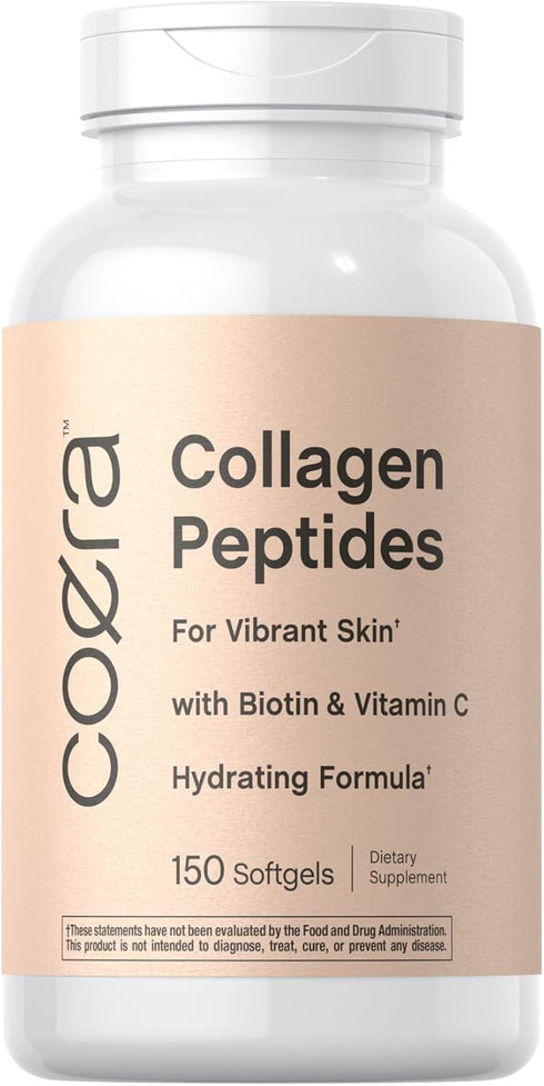 Horbaeach Collagen Peptide Pills | 150 Softgel Capsules | for Vibrant Skin | Biotin & Vitamin C | Grass Fed, Non-GMO, Gluten Free Supplement | Coe...