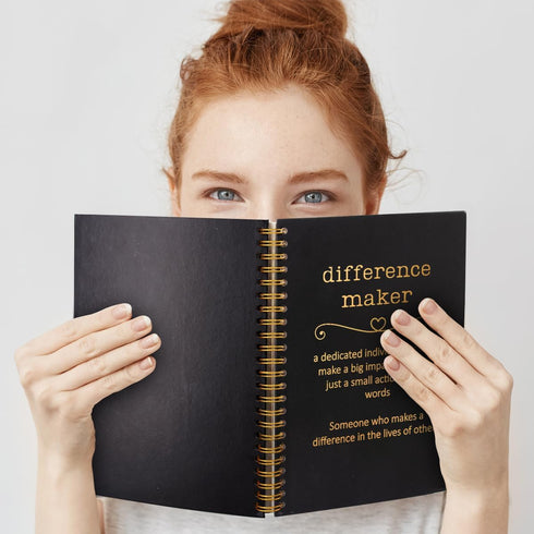 Difference Maker Black Golden Hardcover 160 Pages Blank Spiral Notebooks, Employee Appreciation Gift, Thank You Gift for Coworker Boss, Unique Off...