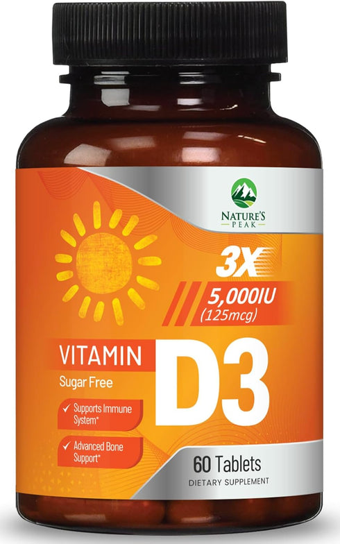 Vitamin D3 5000 IU (125 mcg) - Chewable D Vitamin for Bone, Teeth, Muscle & Immune Support, Sugar Free, Non-GMO, Gluten Free, Nature's Extra Stren...