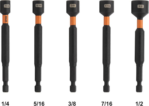 Railer Nut Driver Set - Premium 4 Inch 5-Piece Nutsetter Bit Set With A Storage Bit Holder & Carabiner...