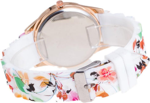 CdyBox Women Ladies Girls Floral Dial Silicone Band Analog Watches Rose Gold Tone Numbers (5 Pack)...