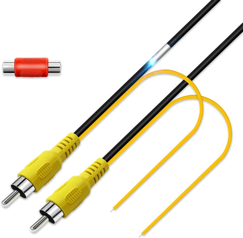 Pixelman 19Ft Backup Camera RCA Plug Video Extension Cable,Pure Copper Double-Shielded Car Rear Reverse Cam Cord,Auto Monitor Back Up AV Wire,Yell...