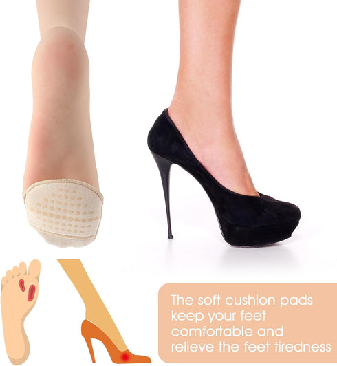 3 Pairs Toe Topper Socks No Show Liner Half Socks For Women With Padding Liner Socks Non-Skid Bottom, No Show Socks Women Non Slip Heel...