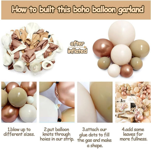 Blush Ivory Balloons Garland Double Stuffed Nude Brown Cream Balloon Pastel Beige Peach Rose Gold Boho Balloons Arch kit for Bridal Engagement Bab...