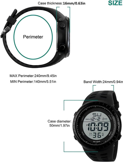 LYMFHCH Men's Digital Watch, Sports Waterproof Military Watches for Men LED Casual Stopwatch Alarm Tactical Army Watch...