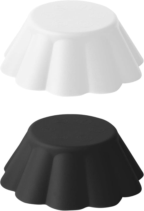 Fox Run Reusable Silicone Cupcake and Muffin Wrappers, Set of 12 Scalloped Black and White Bake Cups...