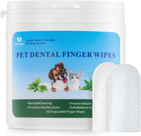 Dog Teeth Cleaning Wipes Nature Pet Dental Finger Wipes for Dogs Cats Remove Bad Breath,Reduce Plaque and Tartar Buildup Disposable Gentle Pet Den...