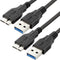 Micro USB 3.0 Cable (2 Pack), 1ft USB 3.0 A to Micro B Cable Cord Compatible with Camera, Seagate External Hard Drive, WD Western Digital My Passp...