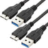 Micro USB 3.0 Cable (2 Pack), 1ft USB 3.0 A to Micro B Cable Cord Compatible with Camera, Seagate External Hard Drive, WD Western Digital My Passp...