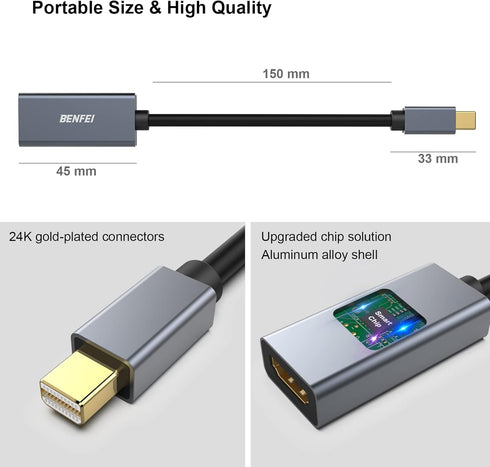BENFEI 2 Pack Mini DisplayPort to HDMI Adapter, Thunderbolt 2 to HDMI Adapter Compatible for MacBook Air/Pro, Microsoft Surface Pro/Dock, Monitor,...
