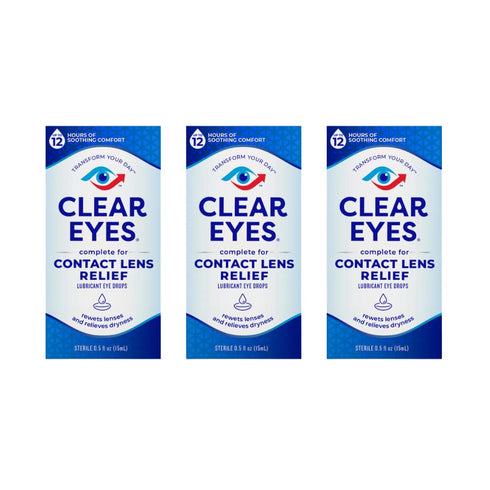 Clear Eyes Contact Lens Relief Soothing Eye Drops 0.50 oz (Pack of 3)...
