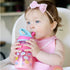Nuby Thirsty Kids Flip-it Freestyle On the Go Water Bottle with Bite Resistant Hard Straw Cup and Easy Grip Band, Pink Donuts, 12 Ounce...