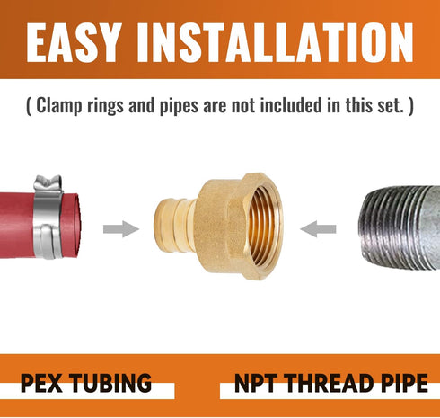 3/4 inch Pex Fittings, SUNGATOR 3/4" Pex x 3/4" Female NPT Threaded Adapter, 3/4" Pex to 3/4" Female NPT, 3/4 inch Pex Fittings, No Lead Brass 3/4...