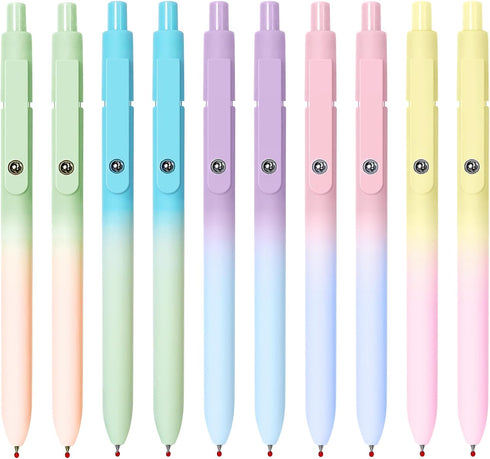 Gel Pens, 10 Pcs Black Ink Pens for Women, 0.7mm Medium Point Smooth Writing Pens with Silicone Grip, High-End Series Metal Clip Retractable Pens ...