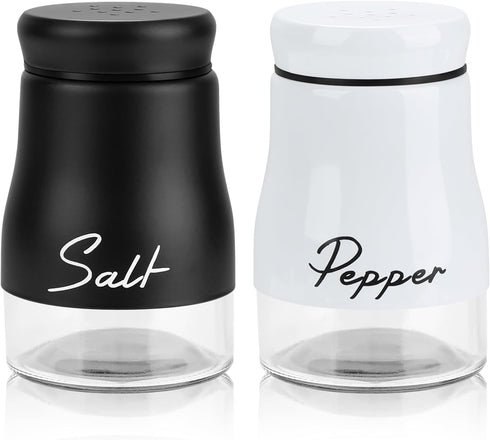 Accmor Salt and Pepper Shakers Set, 5oz Stainless Steel Salt and Pepper Shakers Seasoning Container with Glass Bottom for Home Cooking Restaurants...