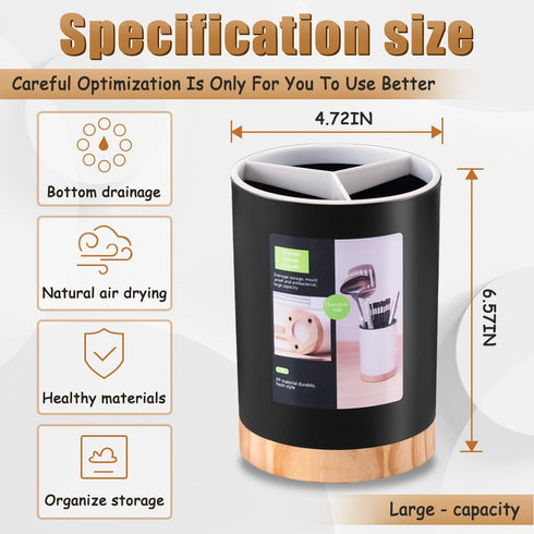 Kitchen Utensil Holder Tableware Storage Bucket, Spoon Chopsticks Fork Drain Rack Utensil Crock for Counter, Household 3-Format Tableware Drainer ...