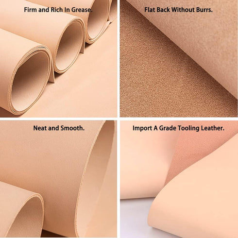 Muse Craft Flawless 12''X24'' 5-6oz Vegetable Tanned Leather Precut| Import A Grade Tooling Leather Hide Full Grain Veg Tan Leather for Tooling, C...