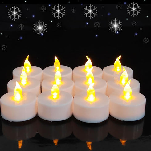 Flameless LED Tea Lights Candles,Flickering Electric Fake Candle,24 Pack 200+Hour Battery Operated LED tealight candles in Warm Yellow for Wedding...