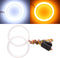 Qasim 1-Pair 100MM White+Amber Switchback 132SMD 4014 LED Halo Ring Angel Eyes DRL Warning Lights 12V...