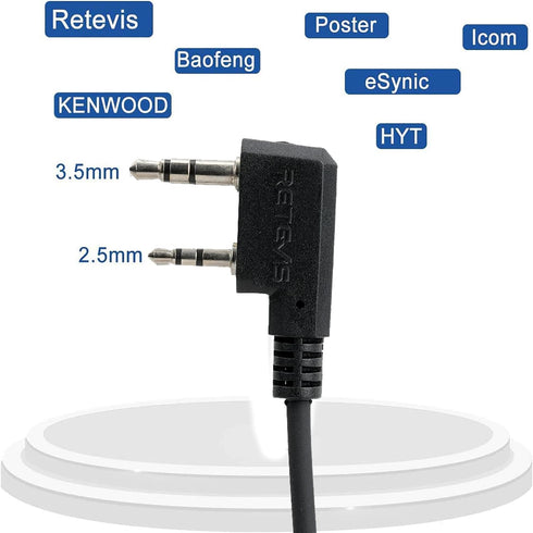 Retevis Volume Adjustable Walkie Talkie Earpiece with Mic, Coil Tube, for RT22 RT68 RT21 H-777 H-777H RT86S, Compatible with Pxton Baofeng BF-T26 ...