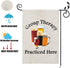 PXTIDY Funny Drinking Garden Flag Group Therapy Practiced Here Drinking House Yard Flag Beer Outdoor Decoration Flag Group Therapy Home Decor...