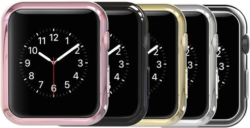 Simpeak 5PACK Soft Back Case Compatible with Apple Watch Series 9 8 7 (41mm 45mm) Series 6 SE 5 4(40mm 44mm) Series 3 2 (38mm 42mm),Clear/Black/Pi...