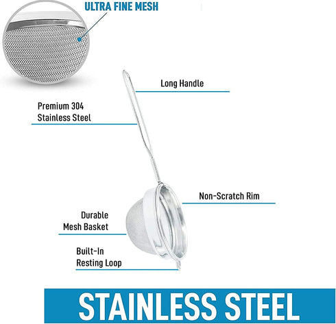 Fine Mesh Strainer for Kitchen Colander Sieve with Handle, Stainless Steel Tea, Coffee, Fruit Juice Strainer Sieve, Tea Strainer Multi Kitchen Ute...