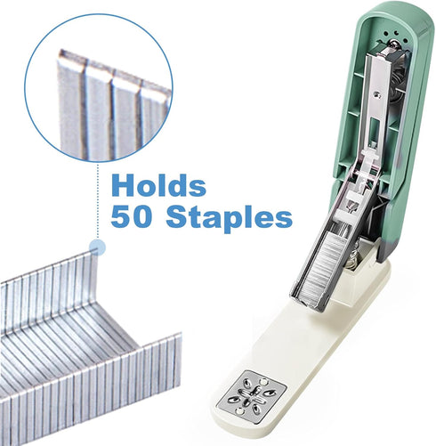 Swing-Arm Swivel Stapler, 20 Sheets Capacity, 360 Degree Rotate Desk Staplers for Booklet or Book Binding, Green...