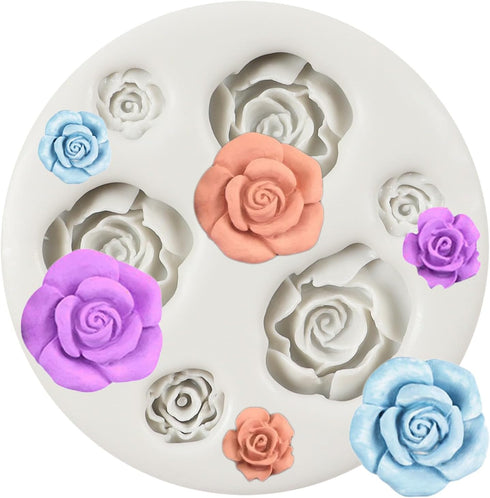 Rose Fondant Mold Rose Flower Silicone Molds for Sugar Craft Cake Decorating Cupcake Topper Candy Chocolate Polymer Clay Gum Paste...