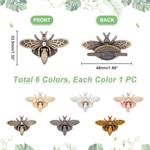 PH PandaHall 6 Sets, 6 Colors 3D Bee Shape Bag Turn Buckles Alloy Purse Lock Purse Clasp Closure Lock Clutch Closure for DIY Leathercraft Shoulder...