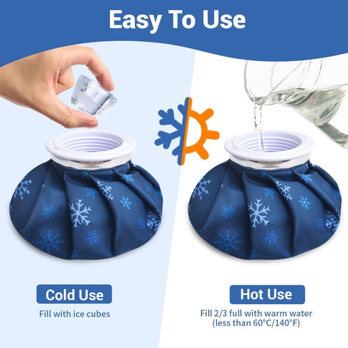 NEWGO Ice Pack Small Ice Bag for Injury Reusable, Fillable Ice Bag with Wide Mouth, Hot Water Bag for Pain Relief, Swelling, Wisdom Teeth, Headach...