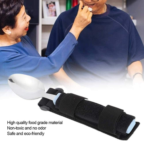 Adaptive Spoon, Universal Adjustable Hand Cuff Utensil Holder Strap Adaptive Utensils Daily Living Aid for Elderly, Hand Tremors, Arthritis, Parki...