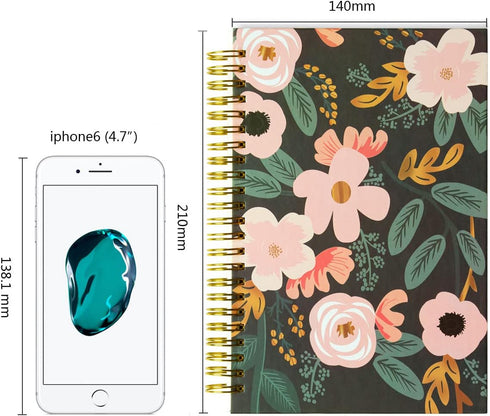 Line Spiral Notebook, A5 Flower Journals Bulk, 100GSM Lined Thick Paper Travel Journal Set, Hard Cover,College Ruled, Wirebound Diary Planner, 75 ...