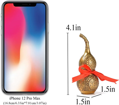 BRABUD Chinese Good Luck Wu Lou/Hu Lu Gourd/Cucurbit for Wealth Peaceful Copper Statue Collectible Figure Sculpture Charm Amulet...
