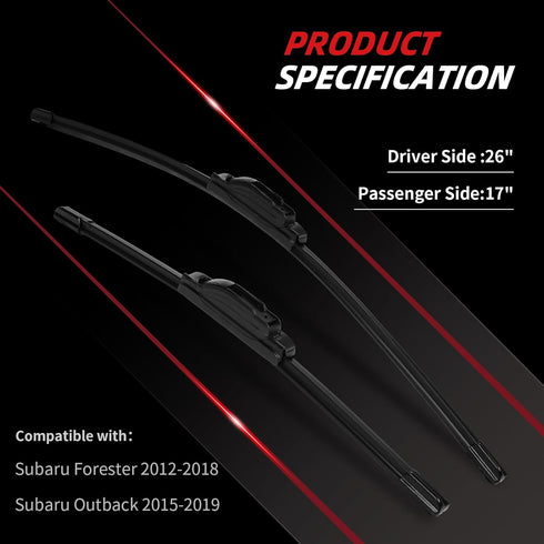 OTUAYAUTO Premium Windshield Wiper Blades - Replacement for Subaru Forester 2012-2018, Outback 2015-2019 Perfect Fit, All-Weather Performance, J/U...