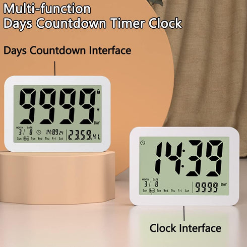 Digital Countdown Days Timer Clock- 9999 Days Count Down Timer with Stand Strong Magnetic Back for Retirement Wedding Vacation Birthday Exam Lab K...
