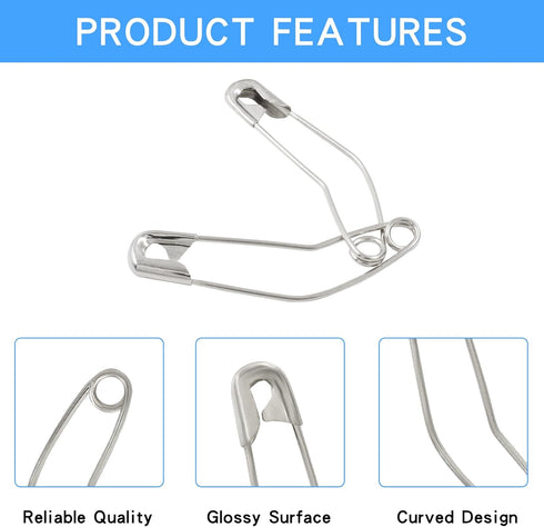 120Pcs 2 Inch Curved Safety Pins, Quilting Basting Pins Versatile and Sturdy Nickel-Plated Steel Pins for Precise Quilting...
