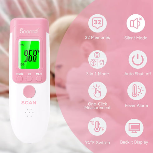 Digital Non-Contact Infrared Forehead Thermometer for Adults and Kids, 3 in 1 Medical Thermometer for Baby with Backlight LCD Screen...