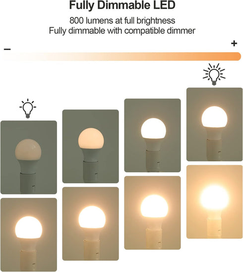 DEWENWILS 10-Pack Dimmable LED A19 Light Bulb, Soft White Light with Warm Glow, 800 Lumen, 2700K, 10W (60 Watt Equivalent), E26 Medium Screw Base,...