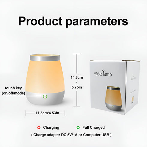 Vase Lamp Table Lamp USB Charge Flower Lamp Vase Table Lamp Dimmable Bedside Lamp Frosted Shade with Wood Base for Bedroom Living Room Office Desk...