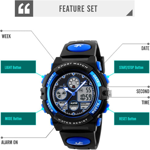 FANMIS Men's Military Dual Display Wristwatches Waterproof Multifunctional Sports LED Electronic Watch...