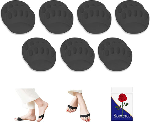 Ball of Foot Cushions (7Pairs Black) - Metatarsal Pads Invisible Socks for Women and Men Soft Gel Ball of Foot Pads Reusable Cushions for Pain Rel...