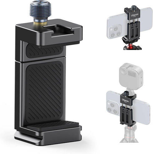ULANZI MA33 Metal Phone Tripod Mount Arca Port w 2 Cold Shoes, Adjustable Smartphone Tripod Adapter Clamp Cell Phone Stand Holder Fit for iPhone 1...