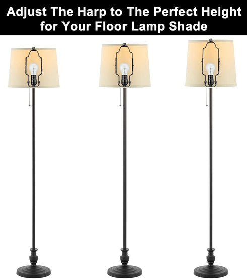 8 9 10 inch Adjustable Lamp Shade Harp Holder Kit for Table and Floor Lamps, Heavy Duty Lamp Shade Bracket with 3/8 Standard Saddle, E26 Light Bas...