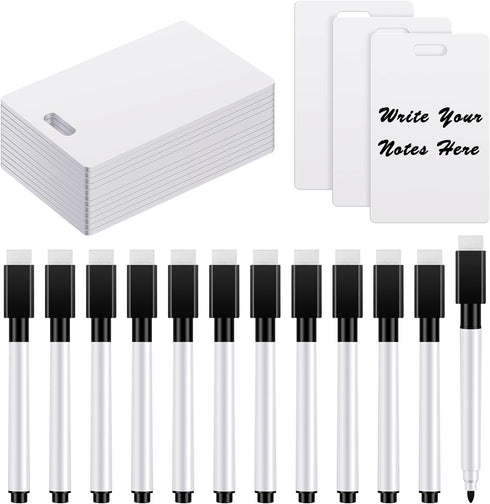 24 Packs Pocket Sized Erasable Notepad Badge Accessory 12 Pieces Mini Whiteboard Clipboard Hangs with Badge Mini Whiteboard Small Dry Erase Board ...