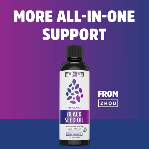 Zhou Nutrition Black Seed Oil Capsules, 100% Virgin, Cold Pressed Source of Omega 3 6 9, Super Antioxidant for Immune Support, Joints, Digestion, ...