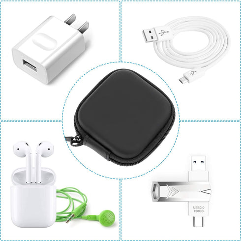 Earbud Case, Cridoz Earphone Case Headphone EVA Earbud Holder with Stainless Steel Carabiner Cell Phone Accessories Organizer Mini Earbud Pouch fo...